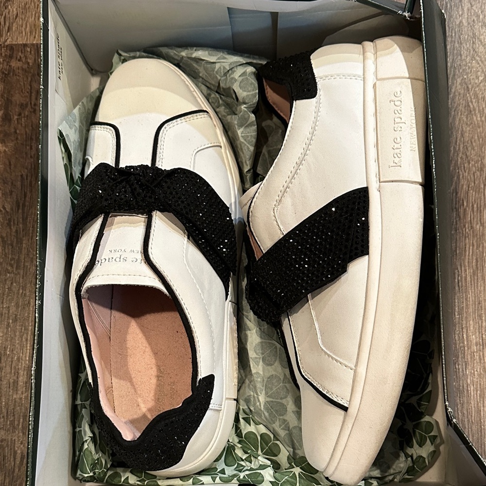 Kate Spade Black and White Embellished Sneakers
